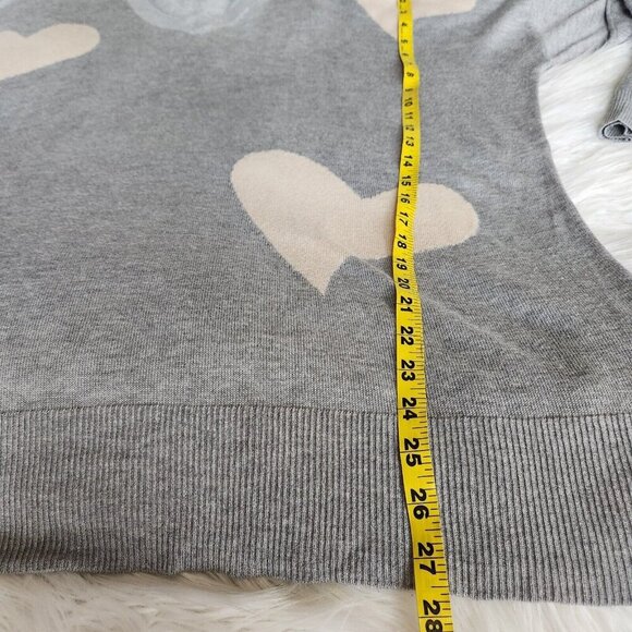 Laurie Felt Sweater XL Cashmere Blend Intarsia V-Neck Heather Grey Hearts - Picture 11 of 15